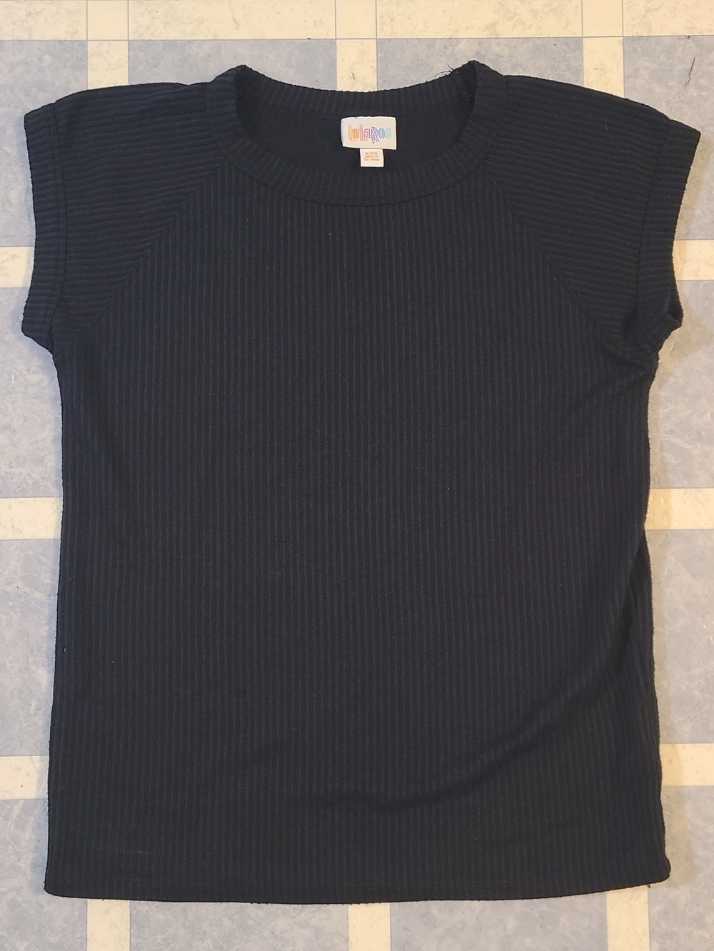 LuLaRoe Black Ribbed Cap Sleeve Tee